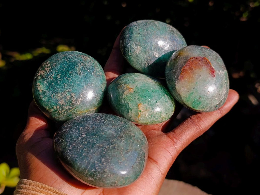 Polished Fuchsite Quartz Galets x 24 From Andakatany, Madagascar - Toprock Gemstones and Minerals 