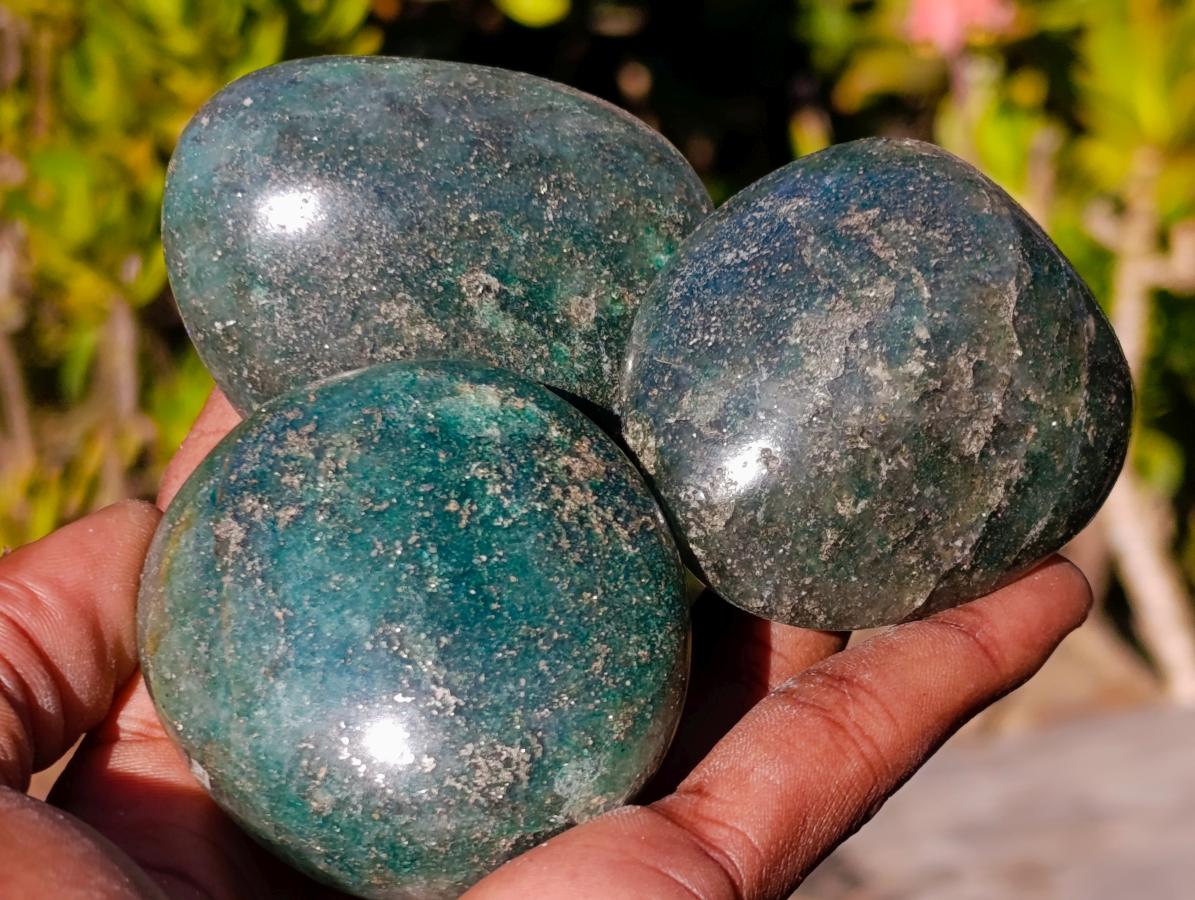 Polished Fuchsite Quartz Galets x 24 From Andakatany, Madagascar - Toprock Gemstones and Minerals 