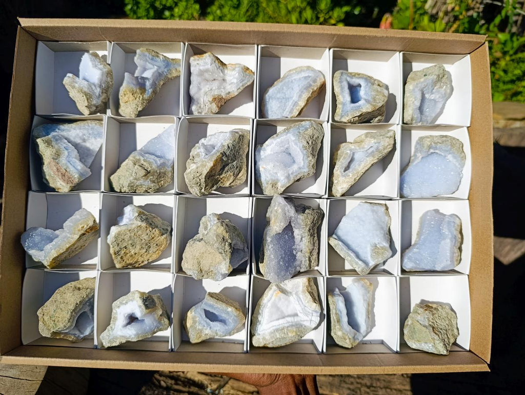 Natural Blue Lace Agate Specimens x 24 From Nsanje, Malawi - Toprock Gemstones and Minerals 