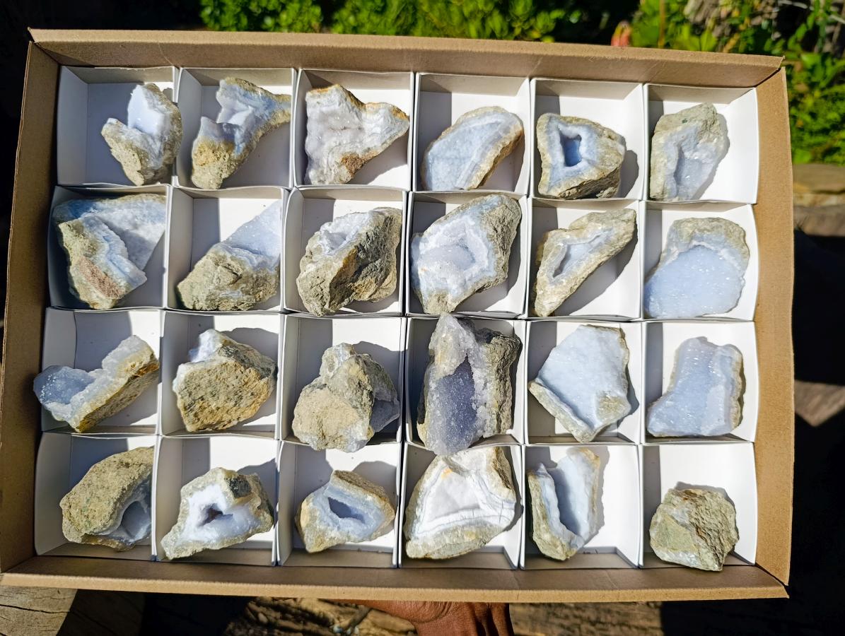 Natural Blue Lace Agate Specimens x 24 From Nsanje, Malawi - Toprock Gemstones and Minerals 