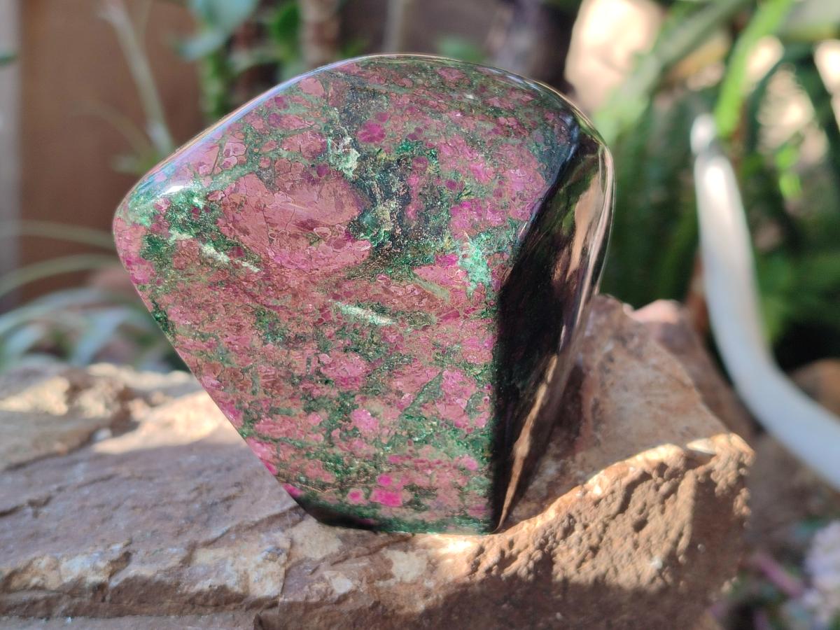 Polished Chrome Verdite Gemstone Standing Display Pieces x 3 From Zimbabwe - Toprock Gemstones and Minerals 