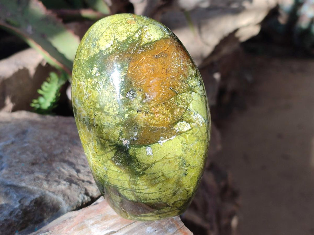 Polished Green Opal Standing Display Pieces x 2 From Betroka, Madagascar - Toprock Gemstones and Minerals 