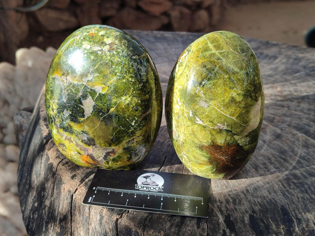 Polished Green Opal Standing Display Pieces x 2 From Betroka, Madagascar - Toprock Gemstones and Minerals 