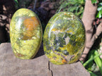 Polished Green Opal Standing Display Pieces x 2 From Betroka, Madagascar - Toprock Gemstones and Minerals 