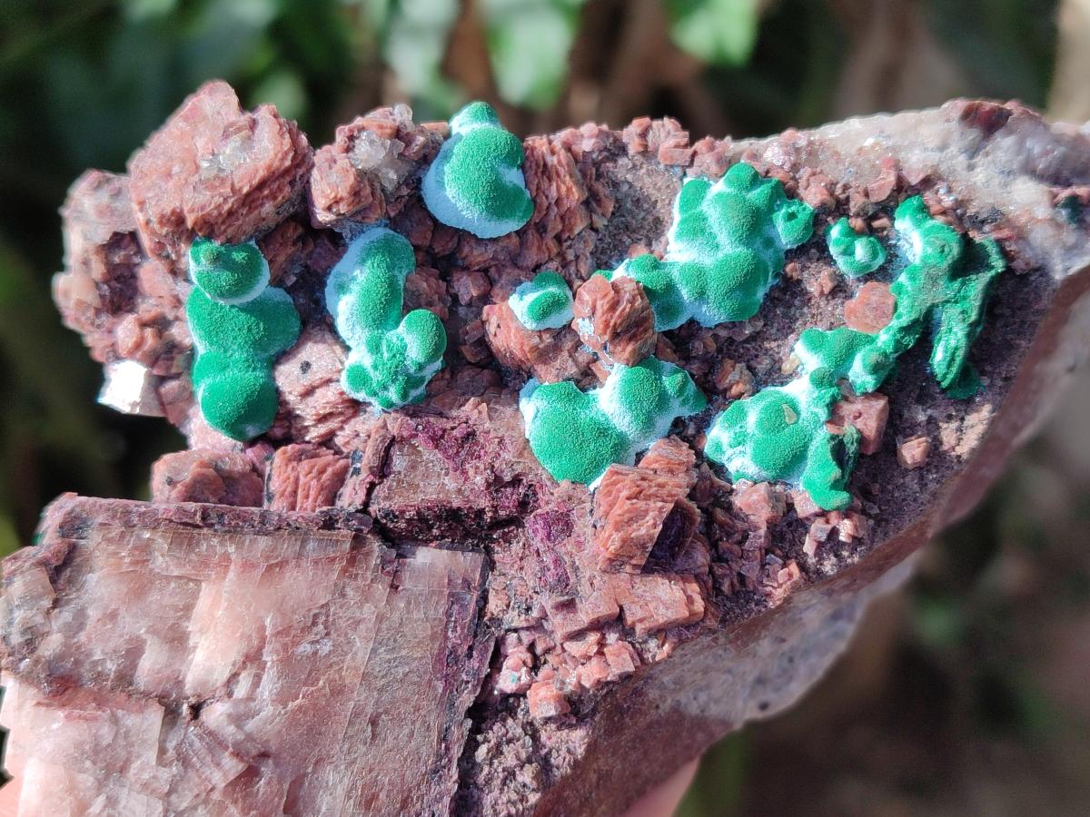 Natural Salrose Cobaltoan Dolomite Specimens with Silky Malachite Crystals x 3 From Kakanda, Congo - Toprock Gemstones and Minerals 