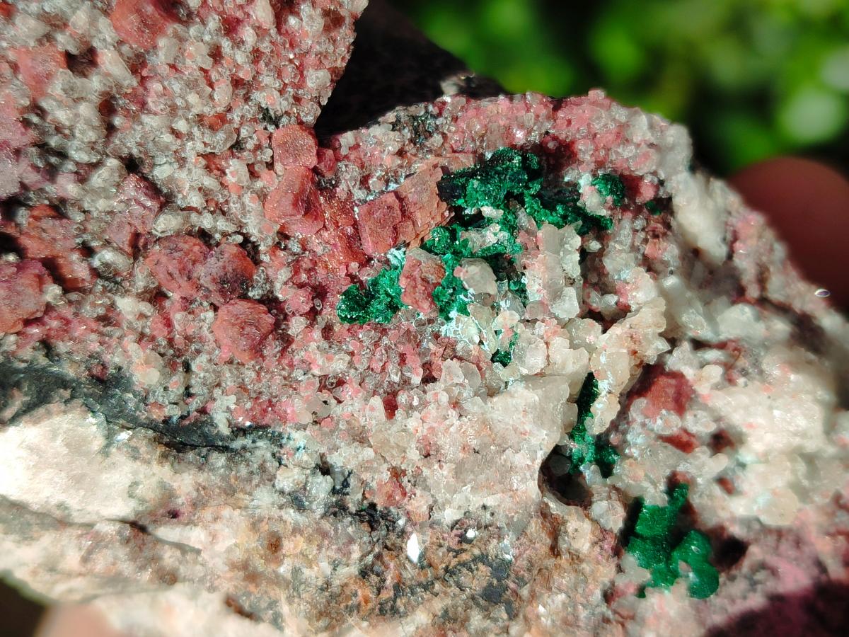 Natural Salrose Cobaltoan Dolomite Specimens with Silky Malachite Crystals x 3 From Kakanda, Congo - Toprock Gemstones and Minerals 