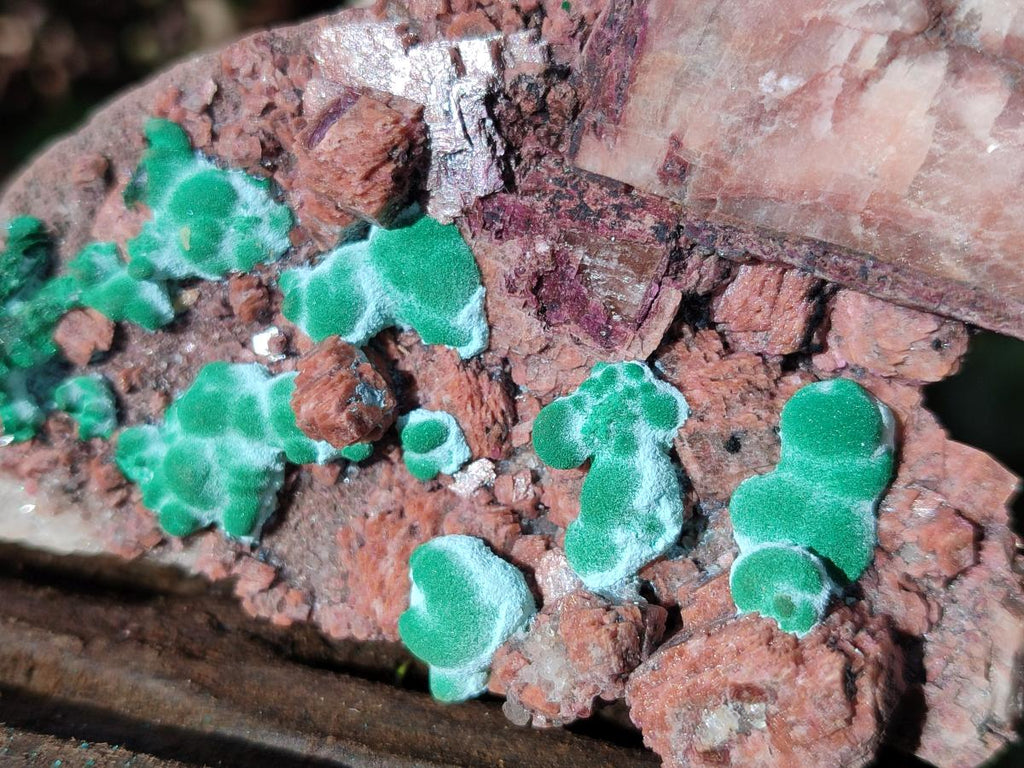 Natural Salrose Cobaltoan Dolomite Specimens with Silky Malachite Crystals x 3 From Kakanda, Congo - Toprock Gemstones and Minerals 