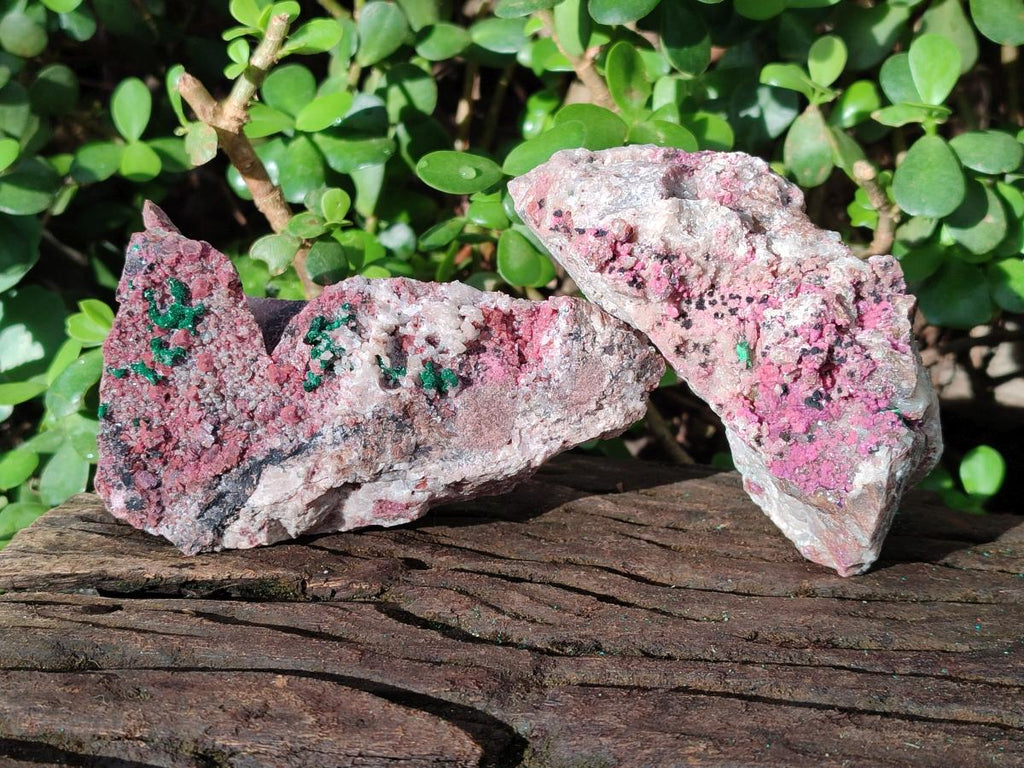 Natural Salrose Cobaltoan Dolomite Specimens with Silky Malachite Crystals x 3 From Kakanda, Congo - Toprock Gemstones and Minerals 