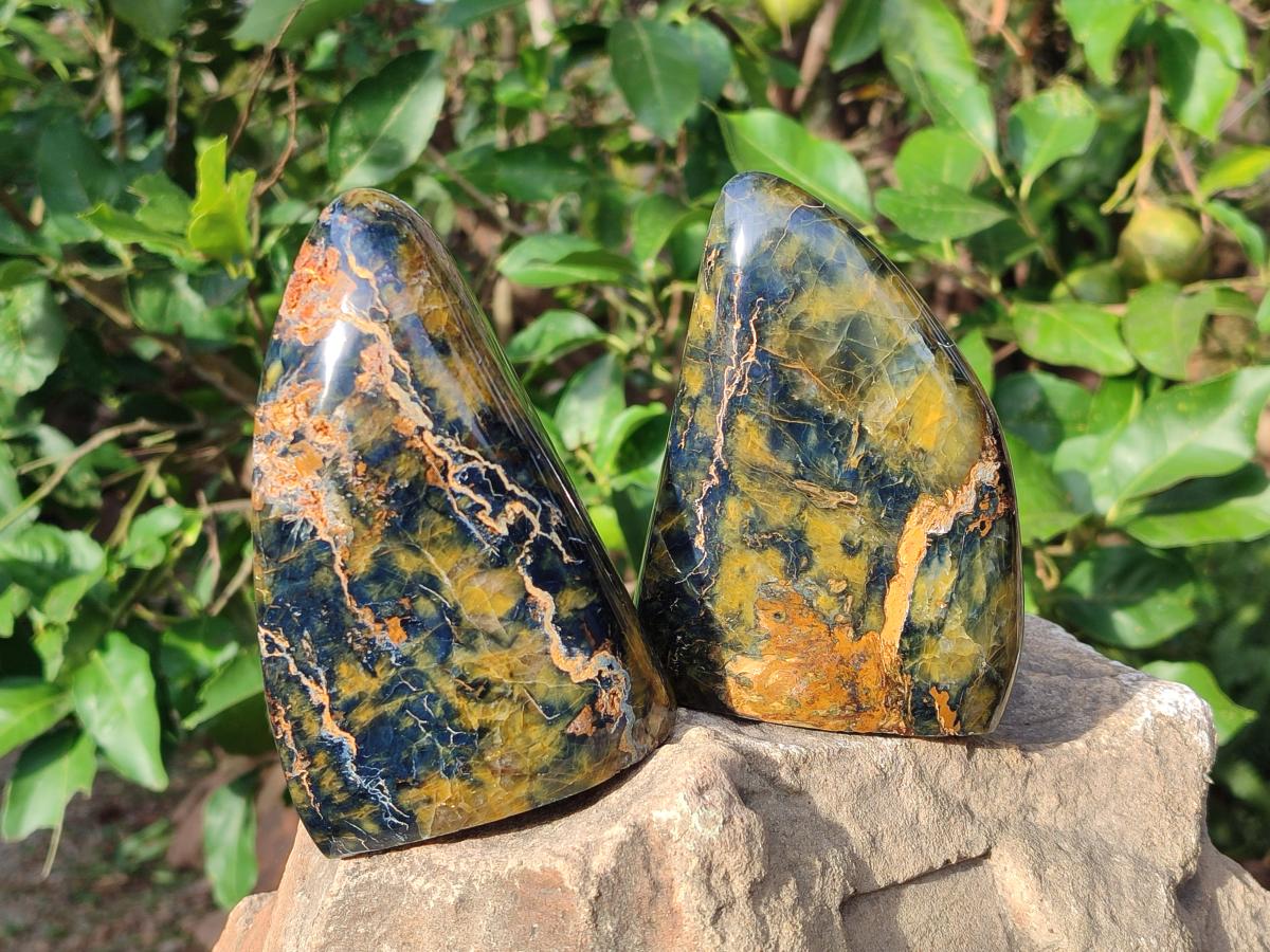 Polished Nellite Tigers Eye Standing Display Pieces x 2 From Prieska, South Africa - Toprock Gemstones and Minerals 