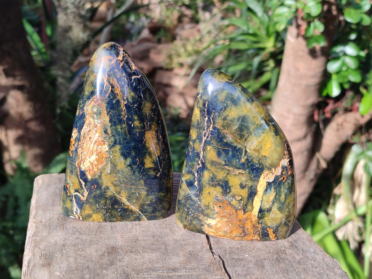 Polished Nellite Tigers Eye Standing Display Pieces x 2 From Prieska, South Africa - Toprock Gemstones and Minerals 