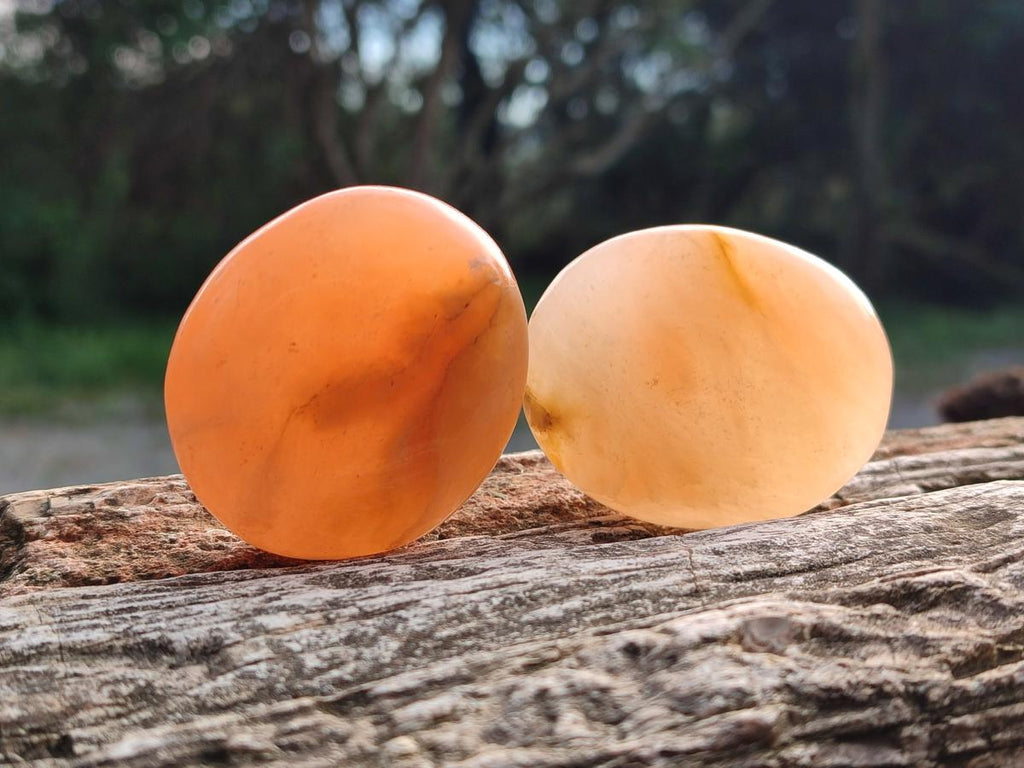 Polished Orange Twist Calcite Galets x 24 From Maevantanana, Madagascar - Toprock Gemstones and Minerals 