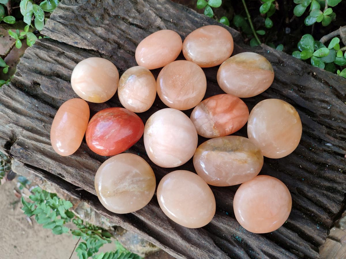 Polished Orange Twist Calcite Galets x 24 From Maevantanana, Madagascar - Toprock Gemstones and Minerals 