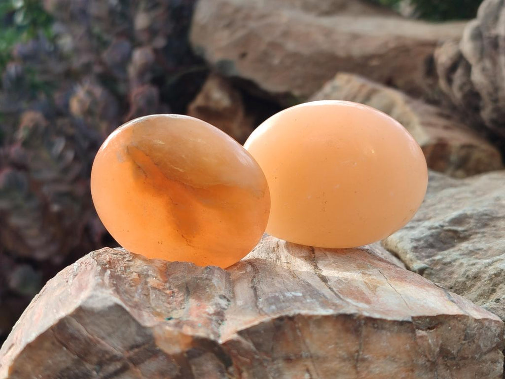 Polished Orange Twist Calcite Galets x 24 From Maevantanana, Madagascar - Toprock Gemstones and Minerals 
