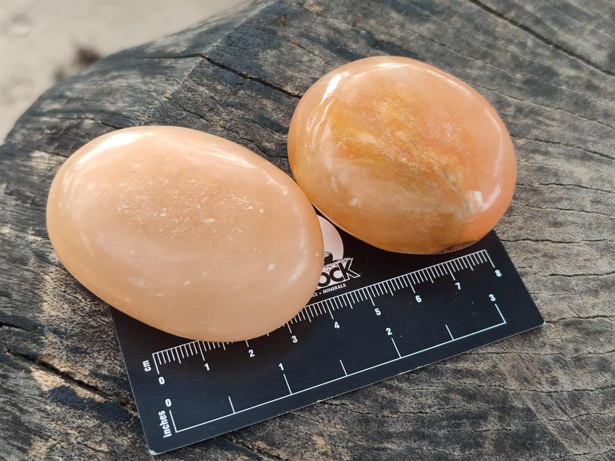 Polished Orange Twist Calcite Galets x 24 From Maevantanana, Madagascar - Toprock Gemstones and Minerals 