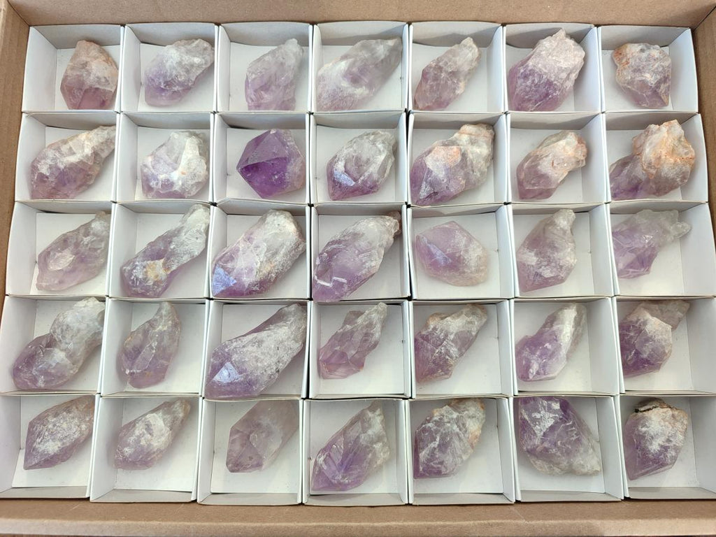 Natural Jacaranda Amethyst Single Crystals x 35 From Mumbwa, Zambia - Toprock Gemstones and Minerals 
