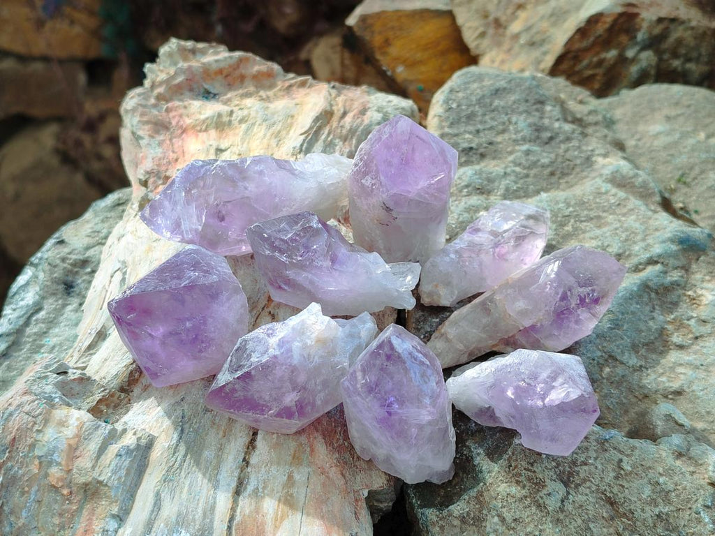 Natural Jacaranda Amethyst Single Crystals x 35 From Mumbwa, Zambia - Toprock Gemstones and Minerals 
