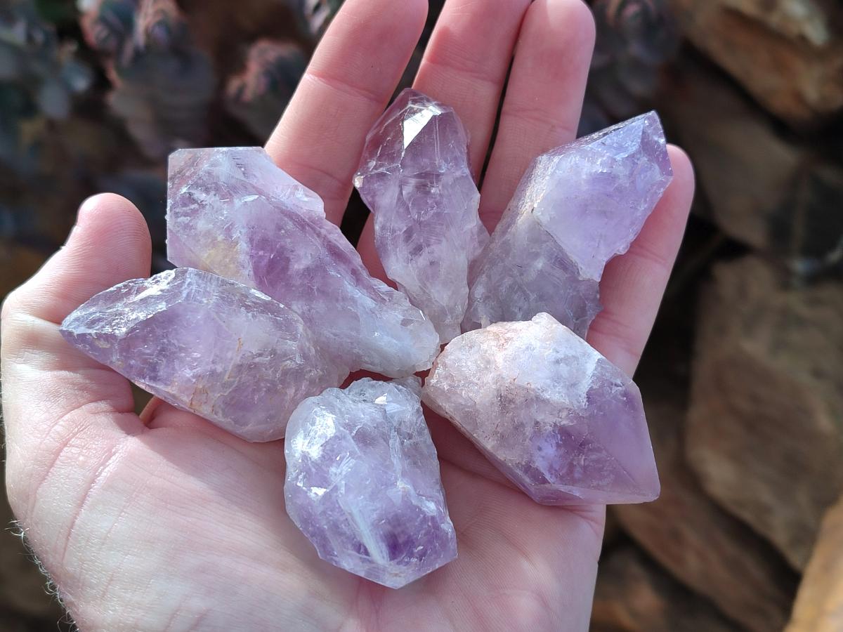 Natural Jacaranda Amethyst Single Crystals x 35 From Mumbwa, Zambia - Toprock Gemstones and Minerals 