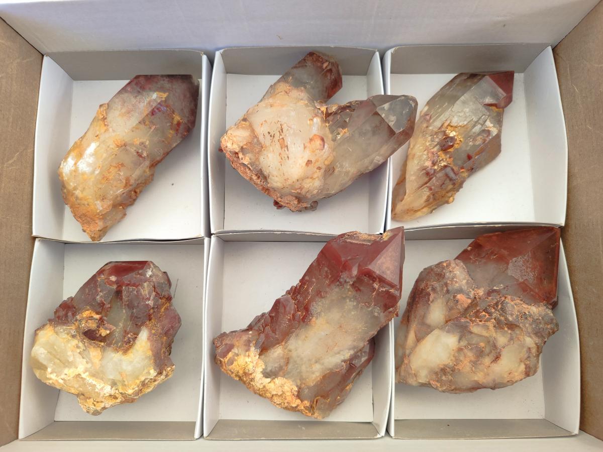 Natural Red Hematoid Quartz Crystals and Clusters x 6 From Karoi, Zimbabwe - Toprock Gemstones and Minerals 