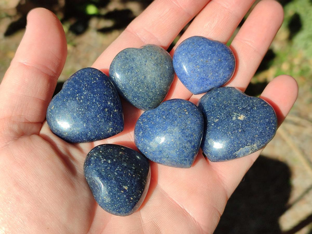Polished Lazulite Hearts x 35 From Madagascar - Toprock Gemstones and Minerals 
