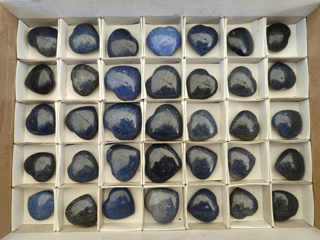 Polished Lazulite Hearts x 35 From Madagascar - Toprock Gemstones and Minerals 