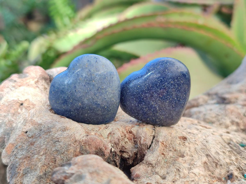 Polished Lazulite Hearts x 35 From Madagascar - Toprock Gemstones and Minerals 