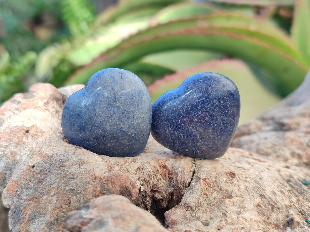 Polished Lazulite Hearts x 35 From Madagascar - Toprock Gemstones and Minerals 