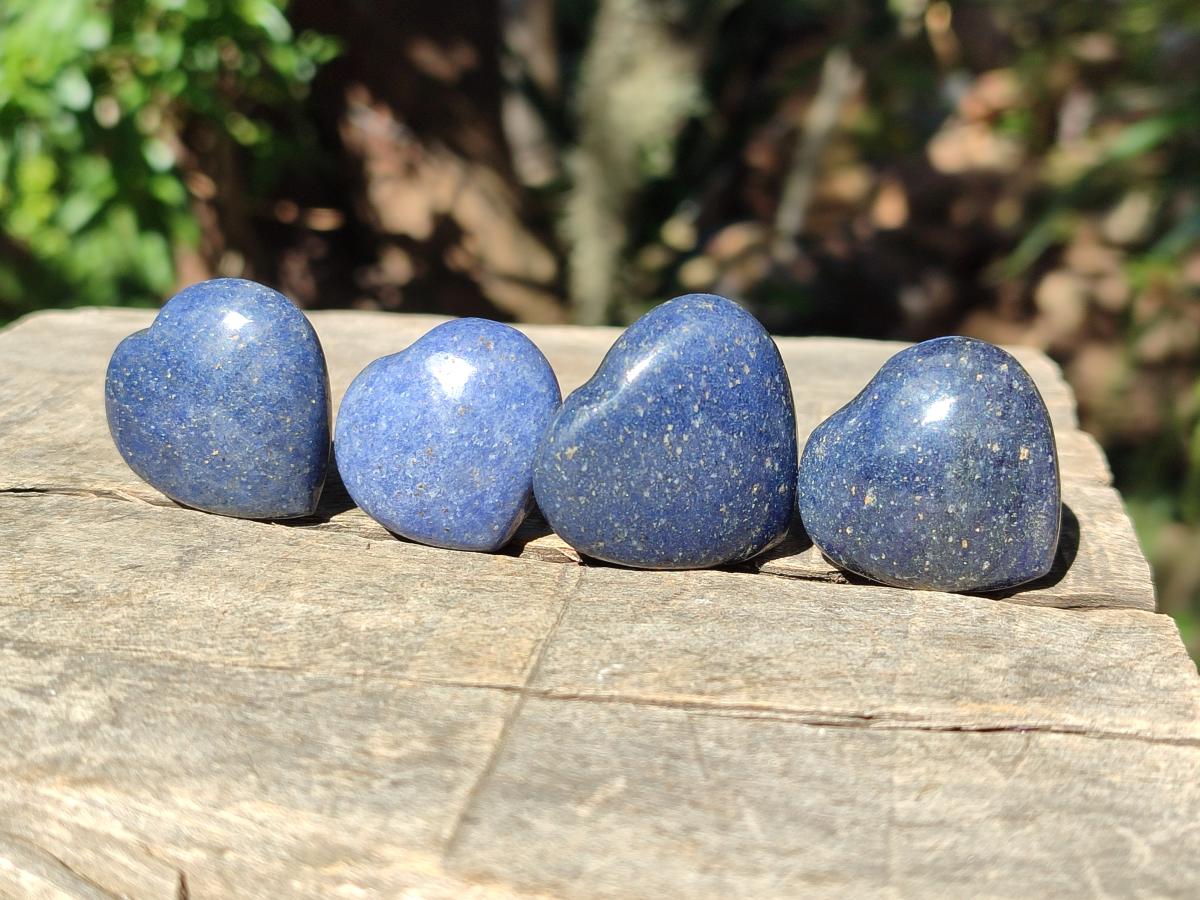 Polished Lazulite Hearts x 35 From Madagascar - Toprock Gemstones and Minerals 