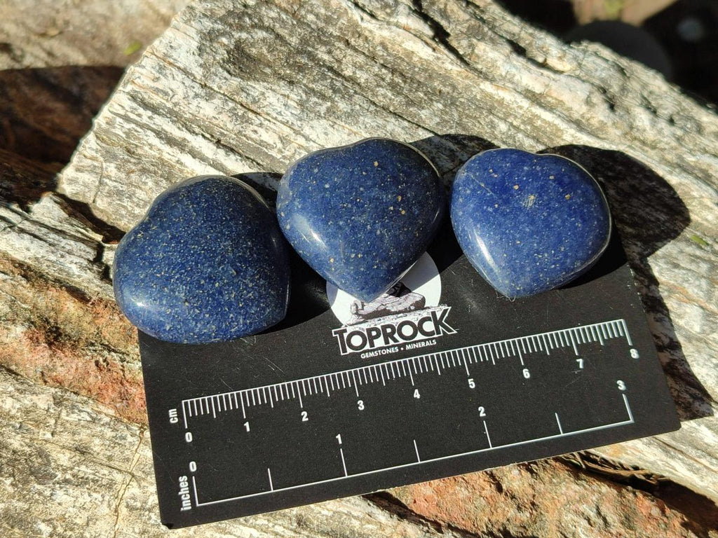 Polished Lazulite Hearts x 35 From Madagascar - Toprock Gemstones and Minerals 