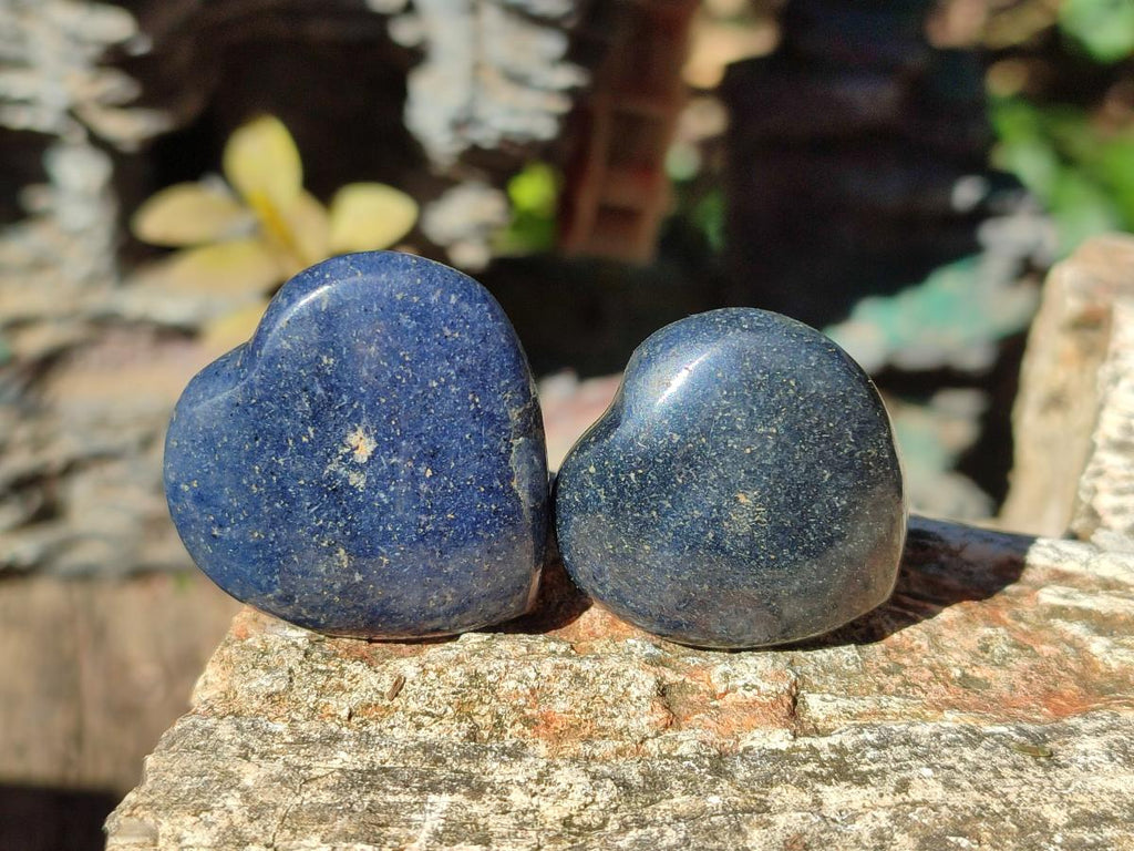 Polished Lazulite Hearts x 35 From Madagascar - Toprock Gemstones and Minerals 