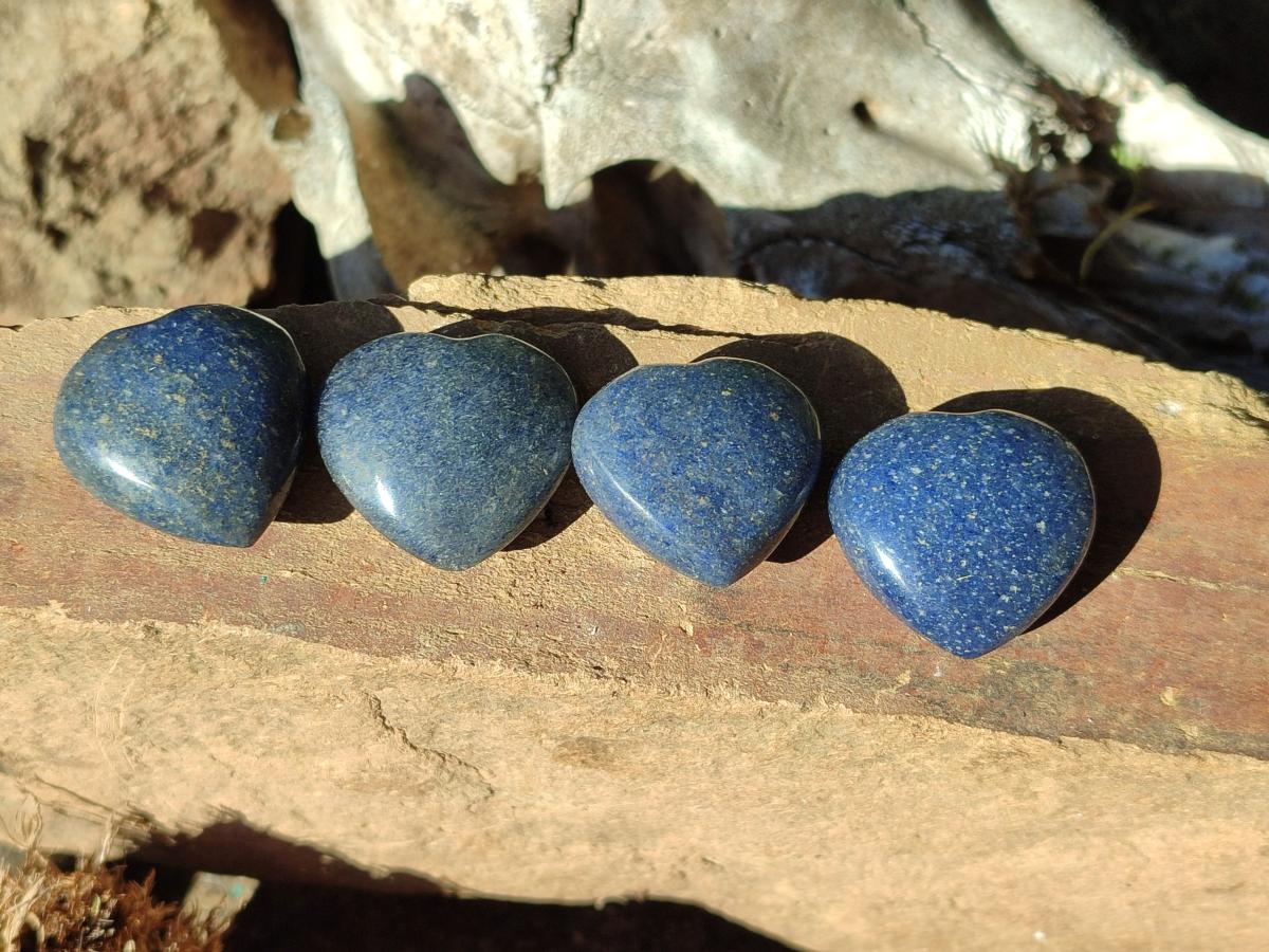 Polished Lazulite Hearts x 35 From Madagascar - Toprock Gemstones and Minerals 