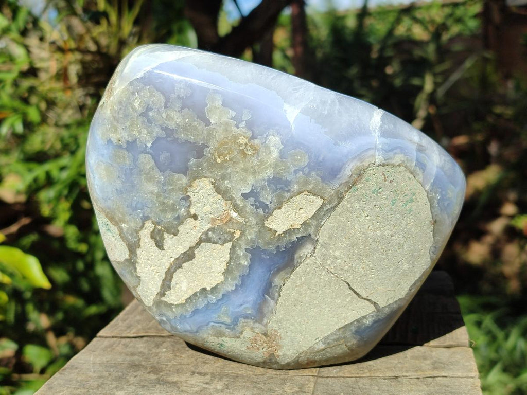 Polished Large Blue Lace Agate Standing Display Pieces x 1 From Nsanje, Malawi - Toprock Gemstones and Minerals 