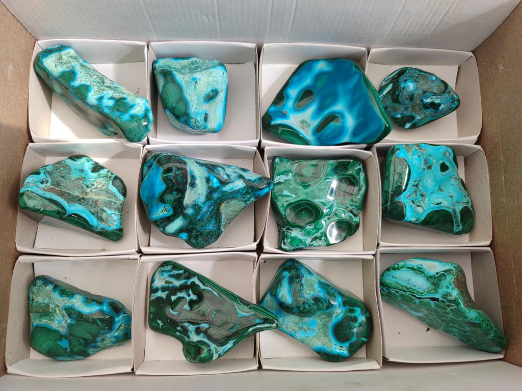 Polished Malacolla Free Forms x 12 From Kulukuluku, Congo - Toprock Gemstones and Minerals 