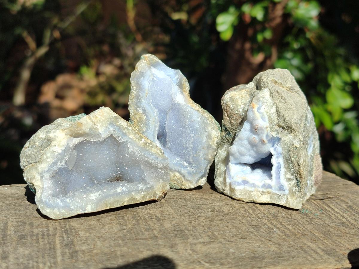 Natural Blue Lace Agate Geode Specimens x 12 From Nsanje, Malawi - Toprock Gemstones and Minerals 