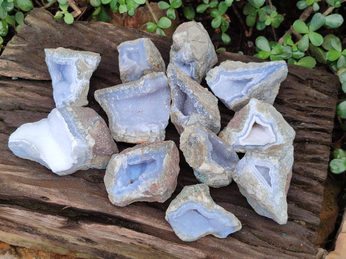 Natural Blue Lace Agate Geode Specimens x 12 From Nsanje, Malawi - Toprock Gemstones and Minerals 