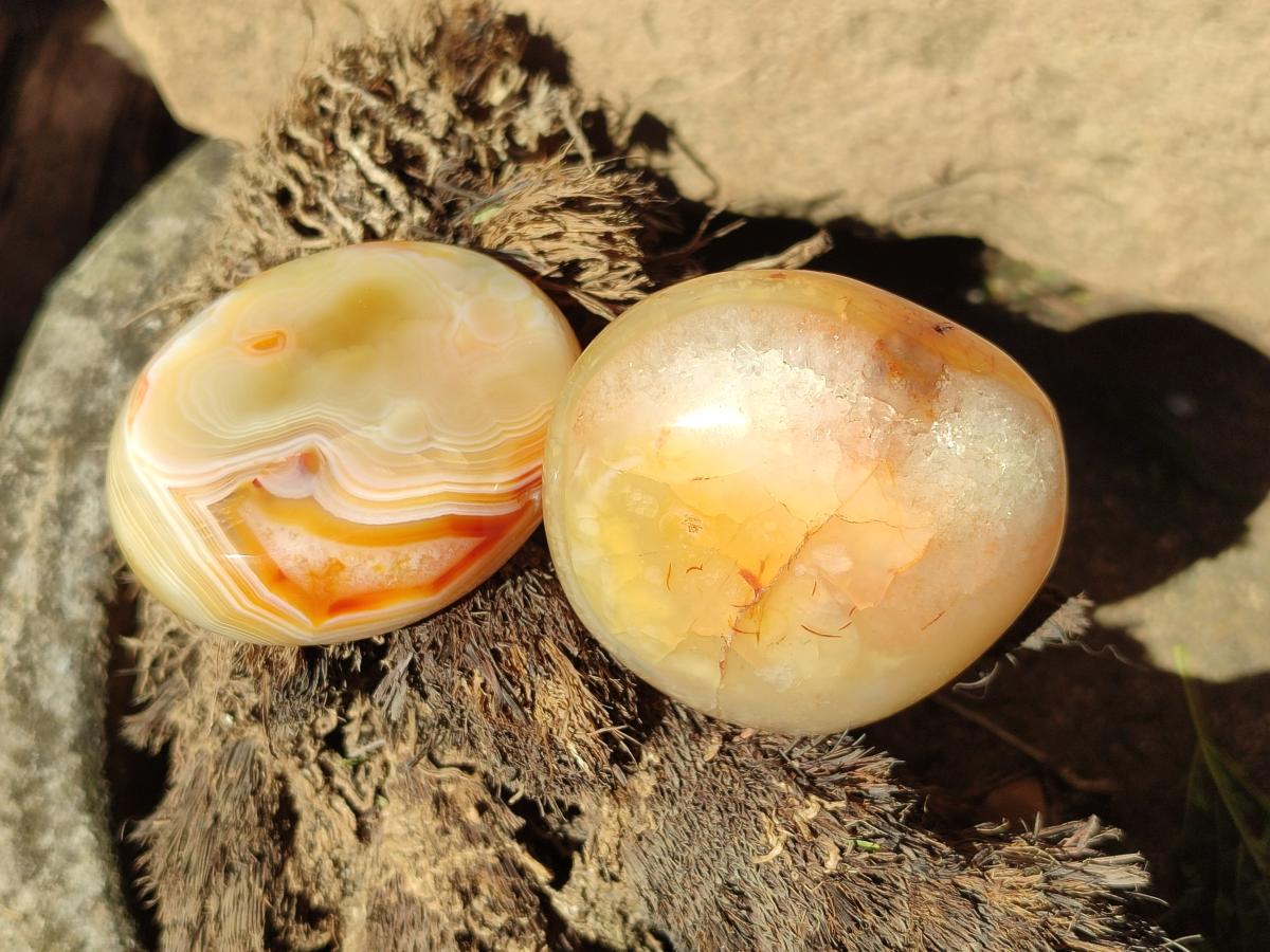 Polished Carnelian Agate Gemstone Galets x 24 From Madagascar - Toprock Gemstones and Minerals 