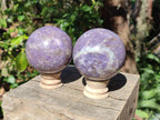 Polished Lepidolite Spheres x 2 From Ambatondrazaka, Madagascar - Toprock Gemstones and Minerals 