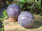 Polished Lepidolite Spheres x 2 From Ambatondrazaka, Madagascar - Toprock Gemstones and Minerals 