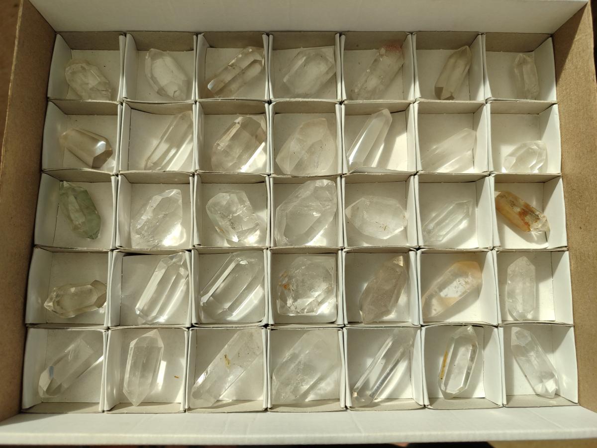 Polished Pendant Size Clear Quartz Double Terminated Crystals x 35 From Madagascar - Toprock Gemstones and Minerals 