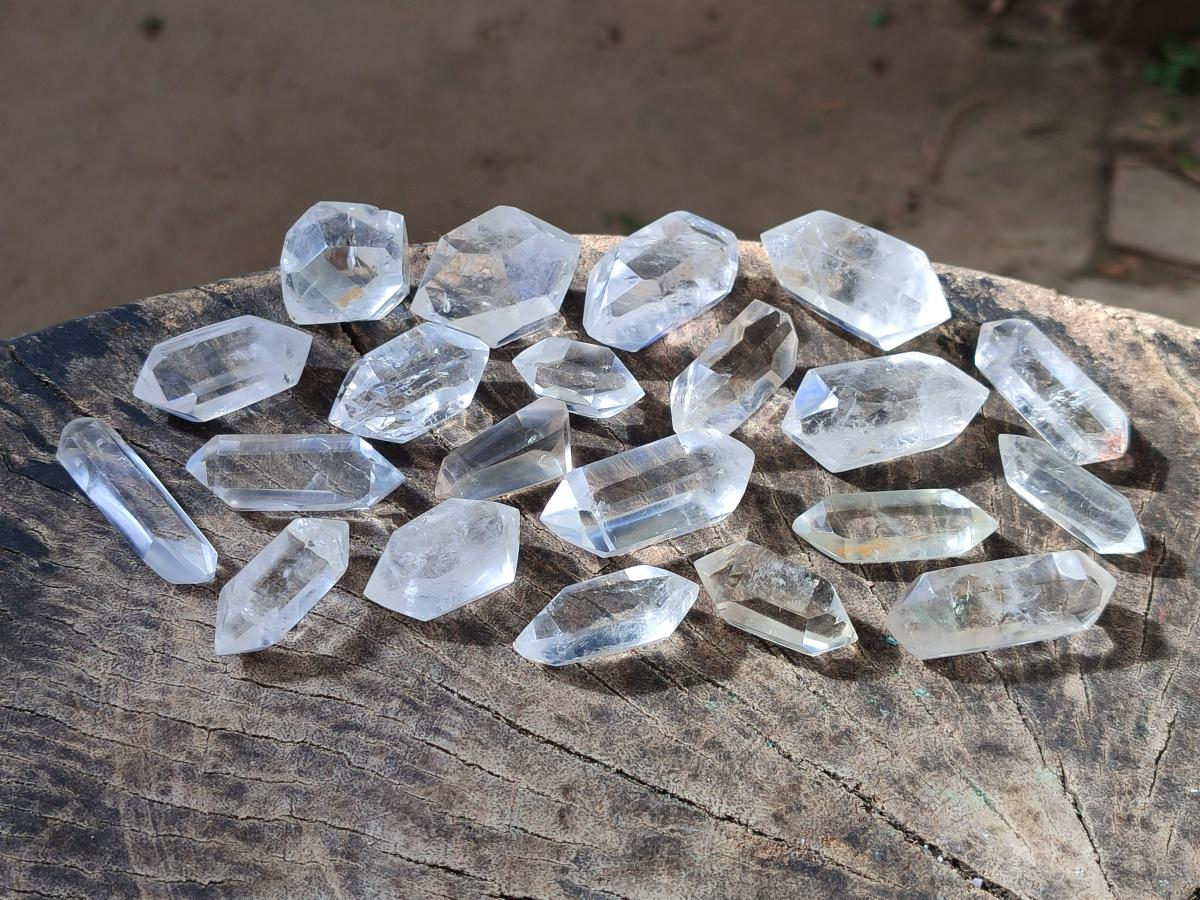 Polished Pendant Size Clear Quartz Double Terminated Crystals x 35 From Madagascar - Toprock Gemstones and Minerals 