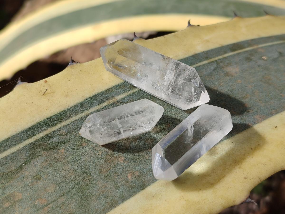 Polished Pendant Size Clear Quartz Double Terminated Crystals x 35 From Madagascar - Toprock Gemstones and Minerals 