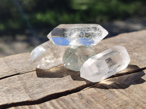 Polished Pendant Size Clear Quartz Double Terminated Crystals x 35 From Madagascar - Toprock Gemstones and Minerals 