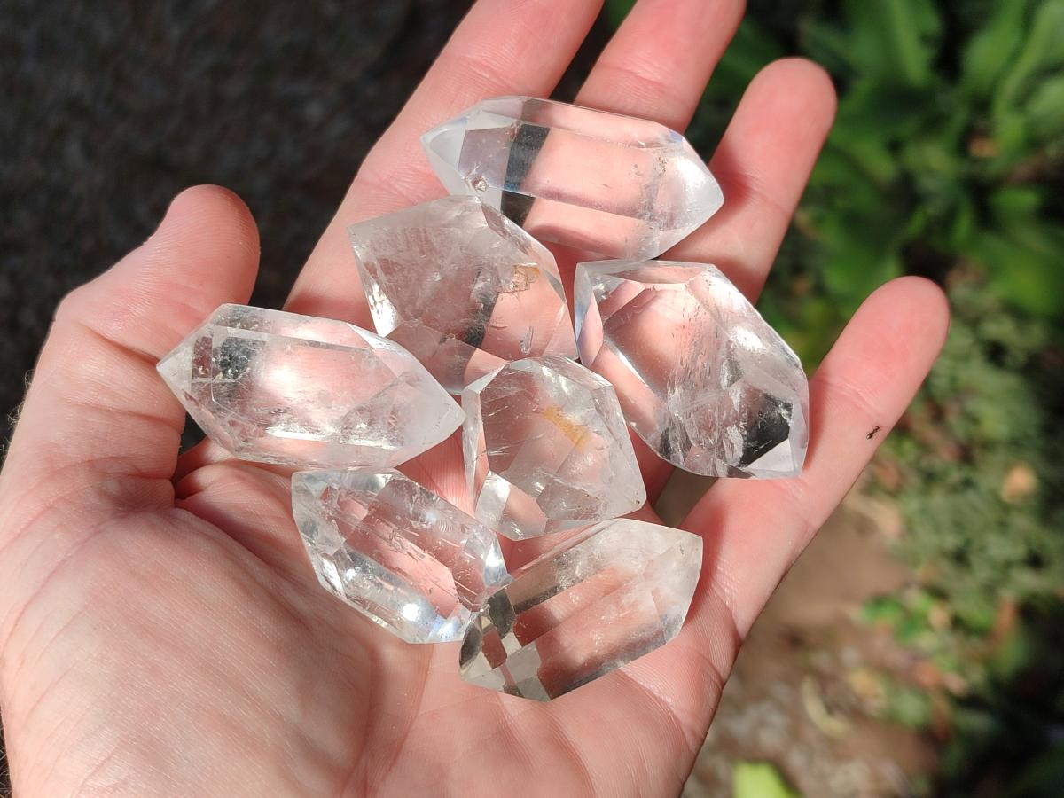 Polished Pendant Size Clear Quartz Double Terminated Crystals x 35 From Madagascar - Toprock Gemstones and Minerals 
