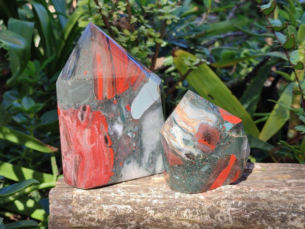 Polished Bloodstone Display Crystal Points x 2 From Swaziland - Toprock Gemstones and Minerals 