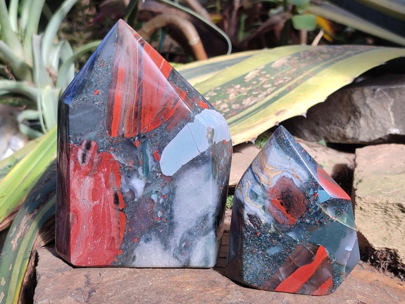 Polished Bloodstone Display Crystal Points x 2 From Swaziland - Toprock Gemstones and Minerals 