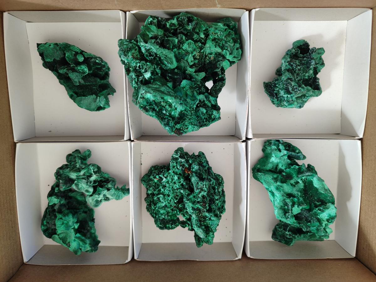 Natural Silky Malachite Specimens x 7 From Kasompe, Congo - Toprock Gemstones and Minerals 