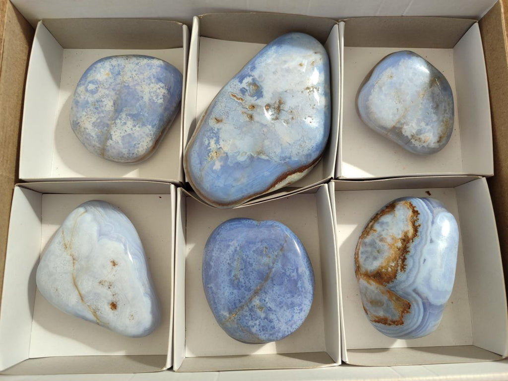 Polished Blue Lace Agate Free Forms x 6 From Nsanje, Malawi - Toprock Gemstones and Minerals 