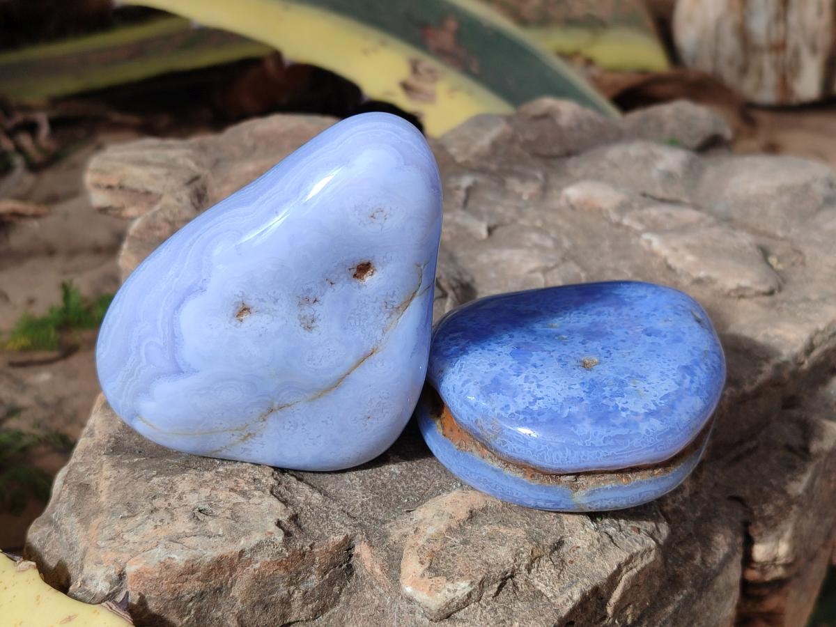 Polished Blue Lace Agate Free Forms x 6 From Nsanje, Malawi - Toprock Gemstones and Minerals 