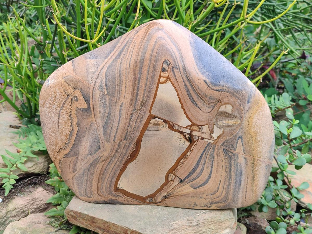 Polished XL Picture Stone Jasper Standing Display Piece x 1 From Ais-Ais, Namibia - Toprock Gemstones and Minerals 