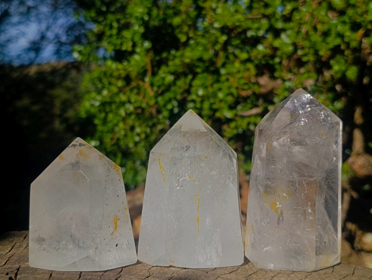 Polished Clear Quartz Display Crystals x 3 From Madagascar - Toprock Gemstones and Minerals 