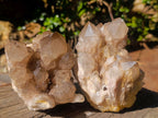 Natural Cascading White Phantom Smokey Luena Quartz Clusters x 2 From Luena, Congo - Toprock Gemstones and Minerals 